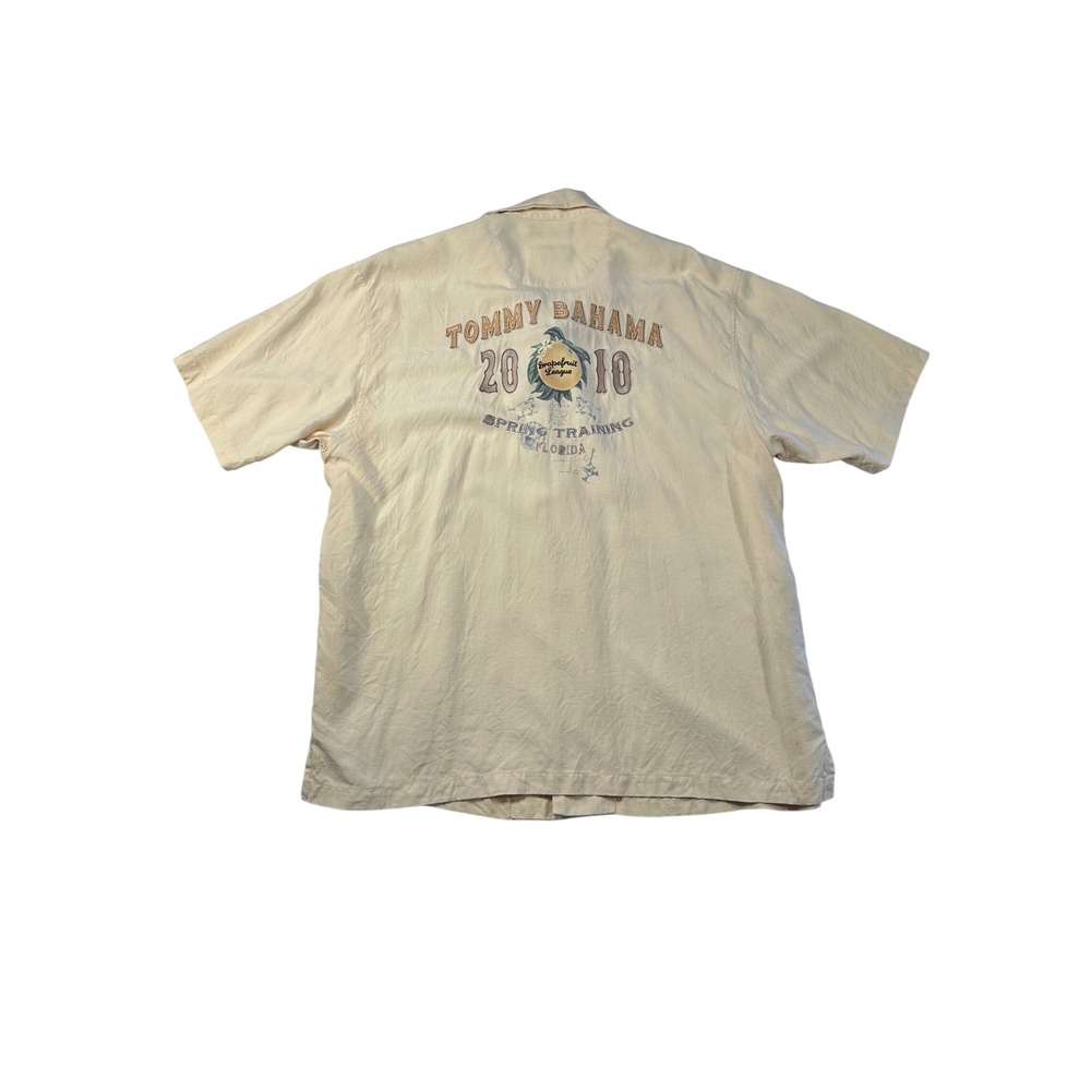 Tommy Bahama Mens XL Silk 2010 Spring Training Baseball Camp Shirt Yellow - Picture 3 of 7